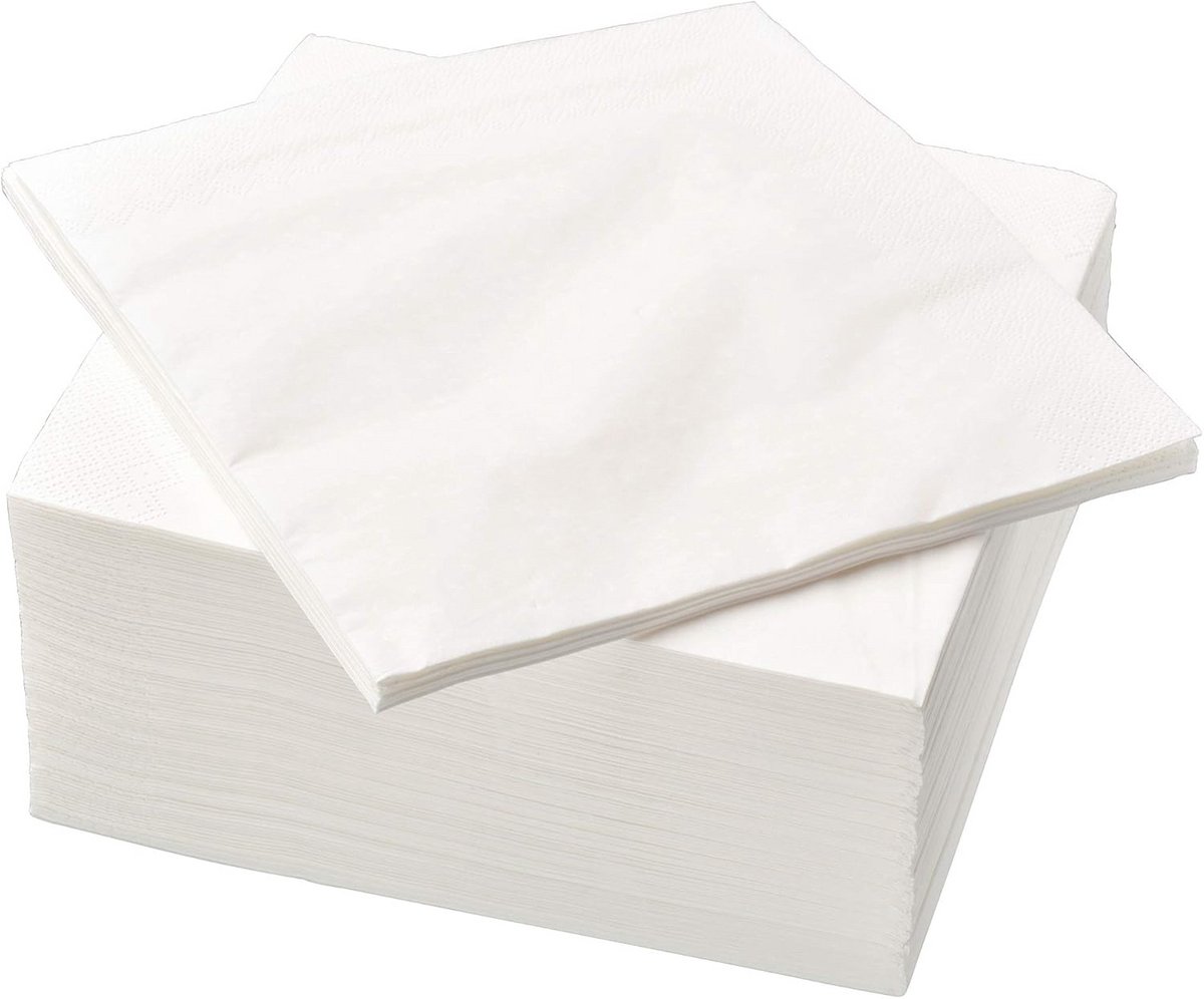 Papieren Servetten Drielaags Wit 40cm x 40cm - 100 Stuks