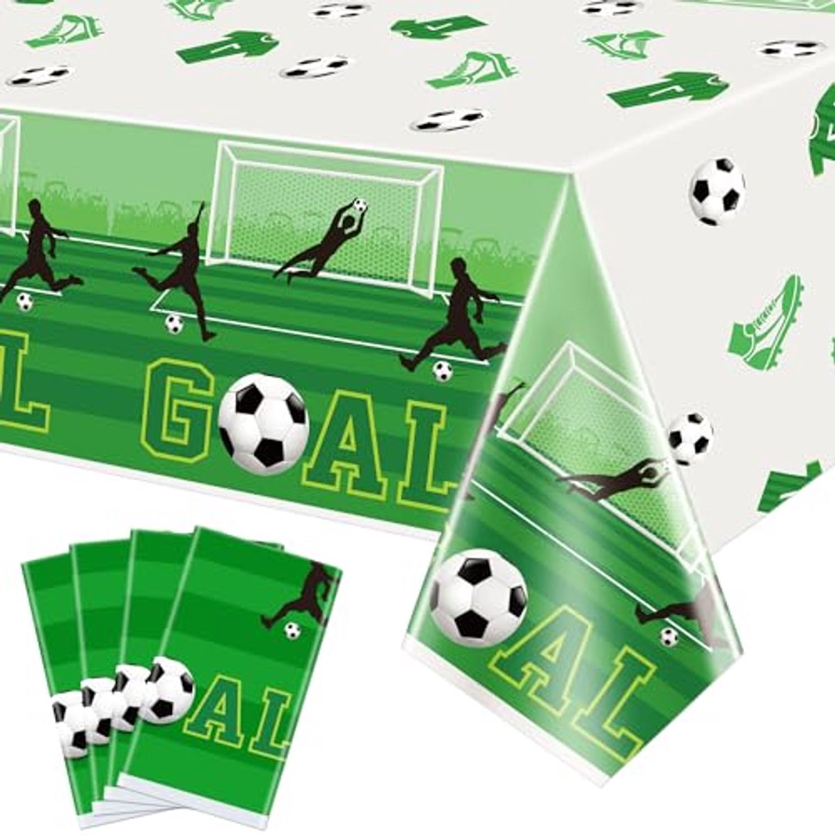 Ultiluxe® Tafellaken Wegwerp - Voetbal - Dun Tafelkleed - 1 stuk - Tafeldecoratie - 130 x 220 cm - Sport Thema - Waterafstotend - Kunststof - Voor feestjes en verjaardagen - Groen/wit