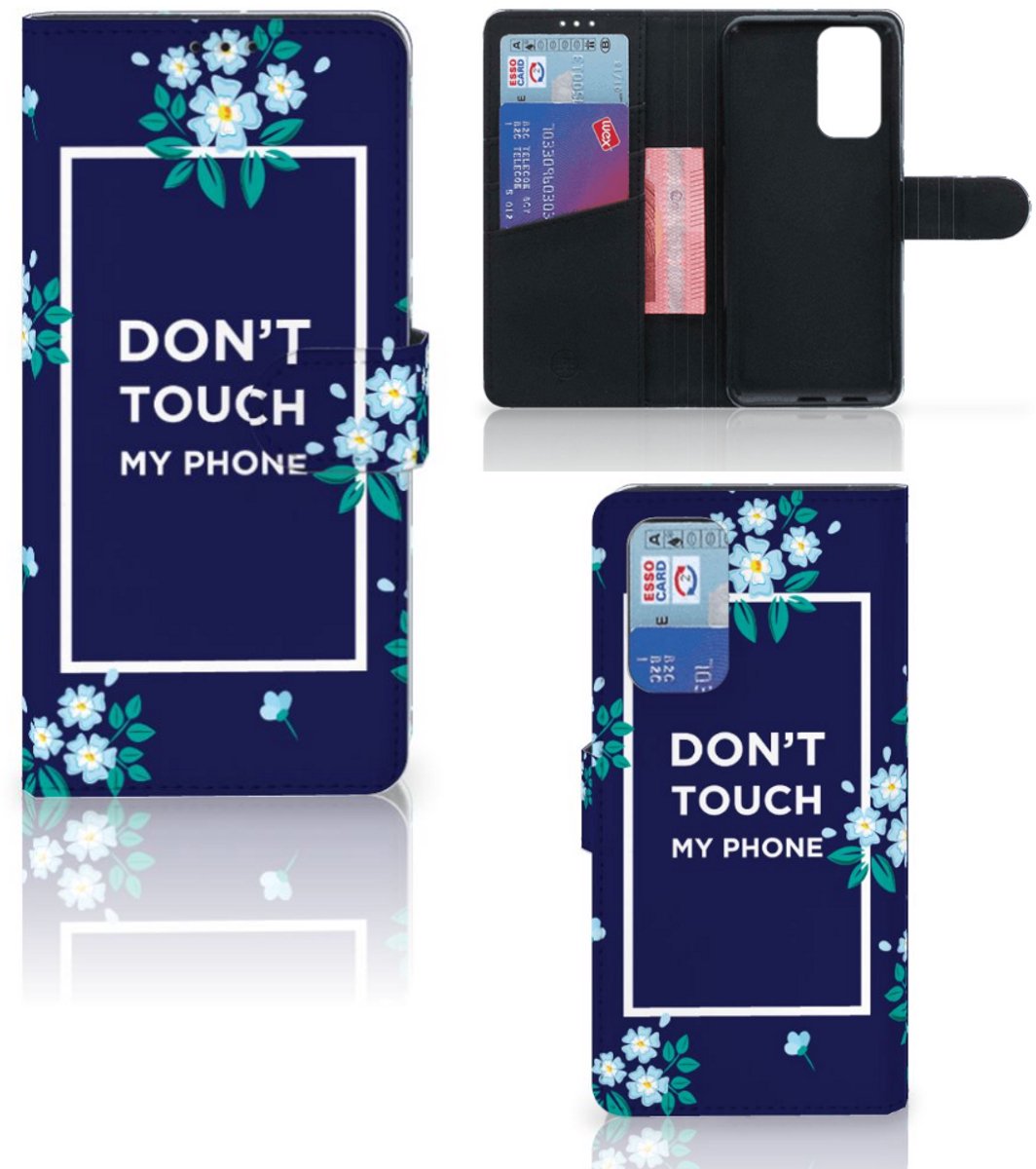 OnePlus 9 Pro Portemonnee Hoesje Flowers Blue DTMP