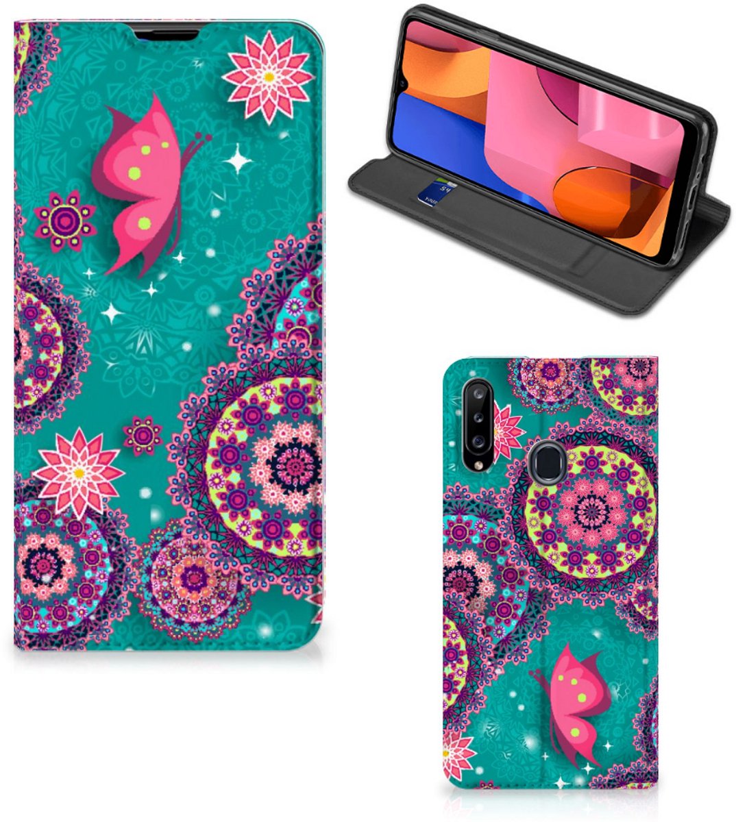 Samsung Galaxy A20s Bookcase Cirkels en Vlinders