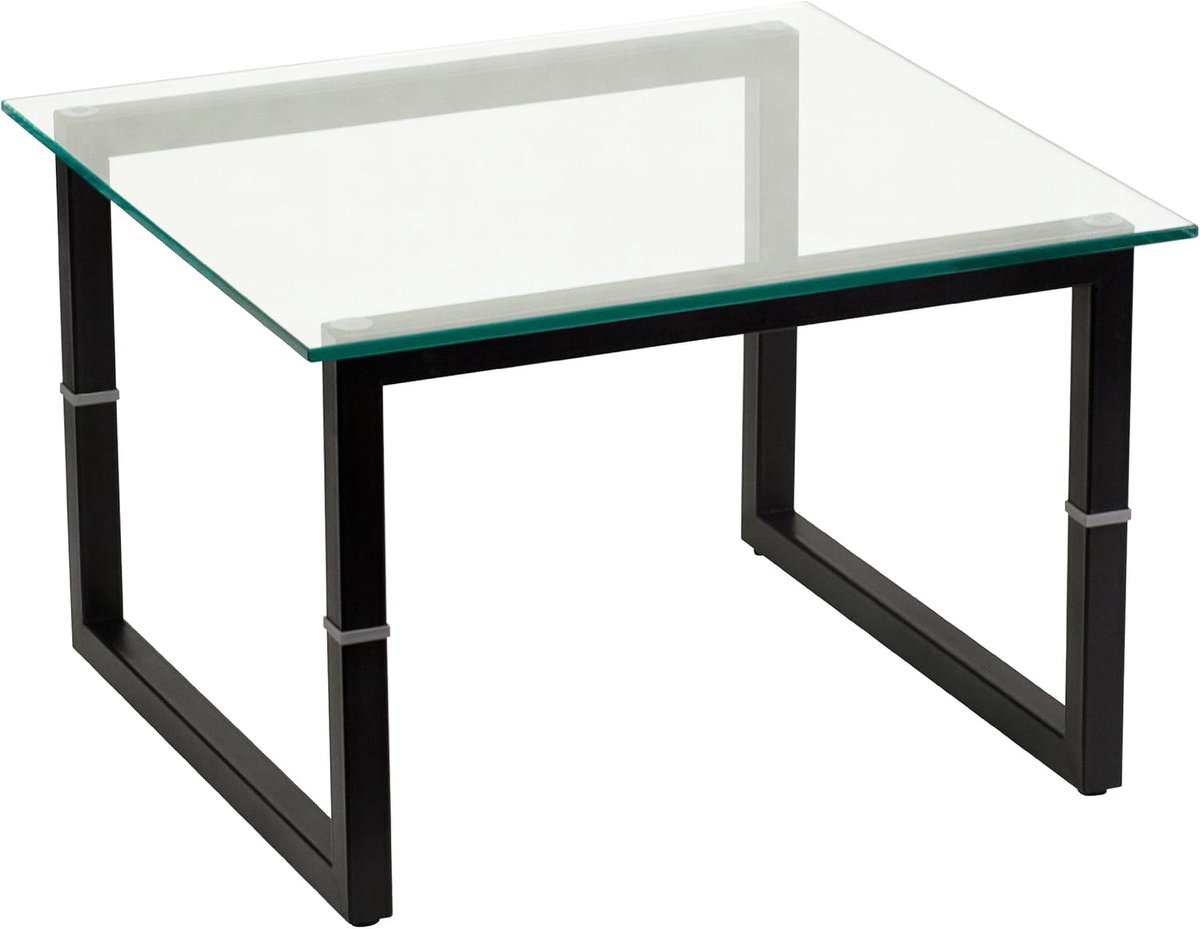 Glazen bijzettafel van metaal - helder en zwart - set van 1