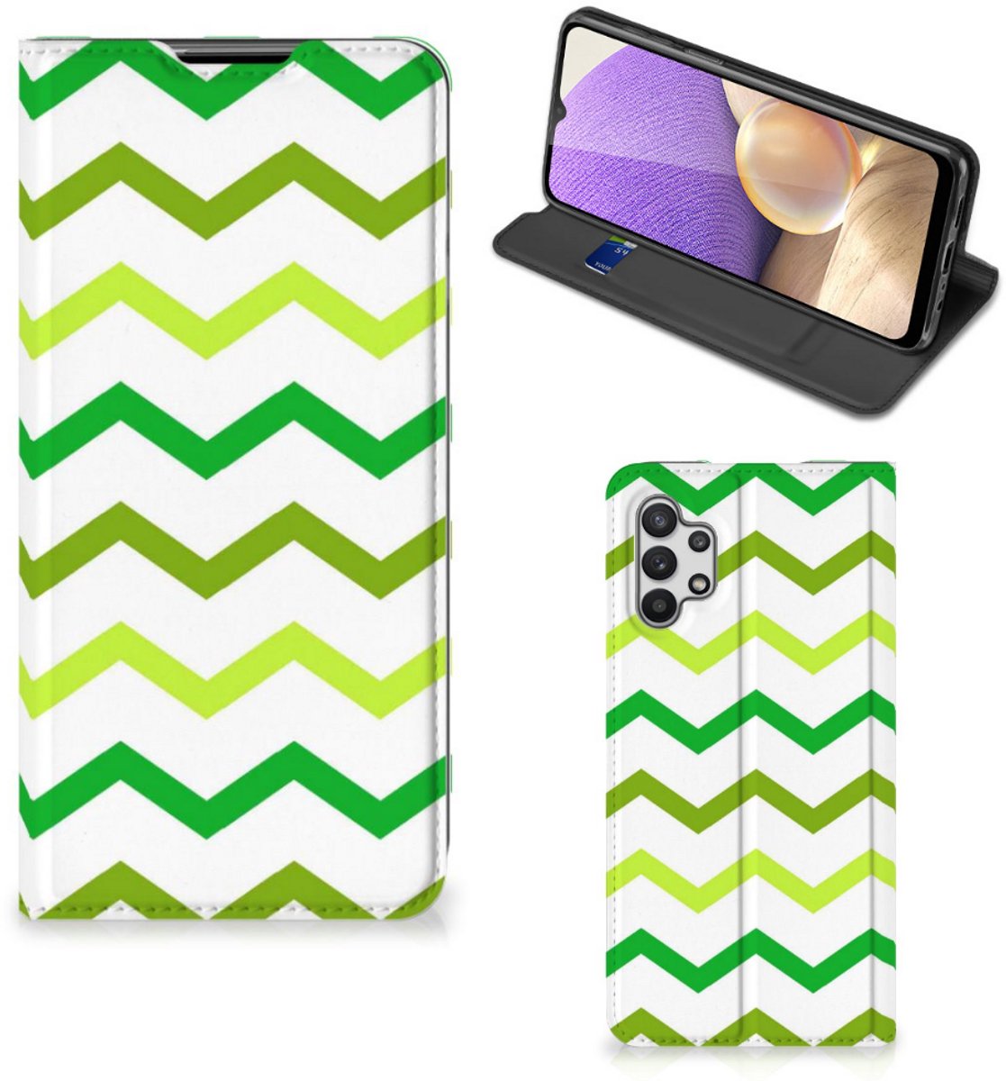 Samsung Galaxy A32 5G Hoesje met Magneet Zigzag Groen
