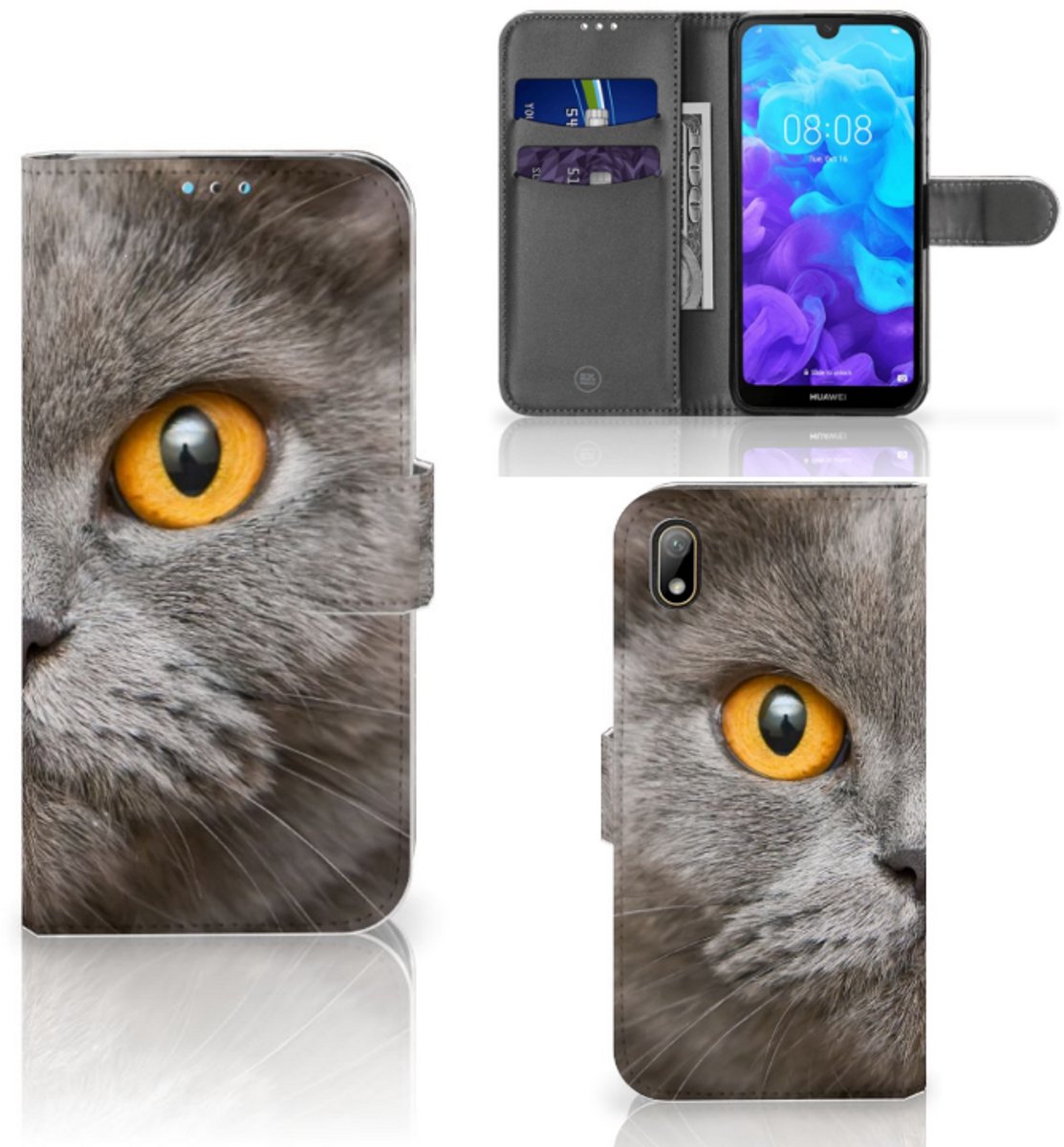 Telefoonhoesje met Pasjes Huawei Y5 (2019) Britse Korthaar