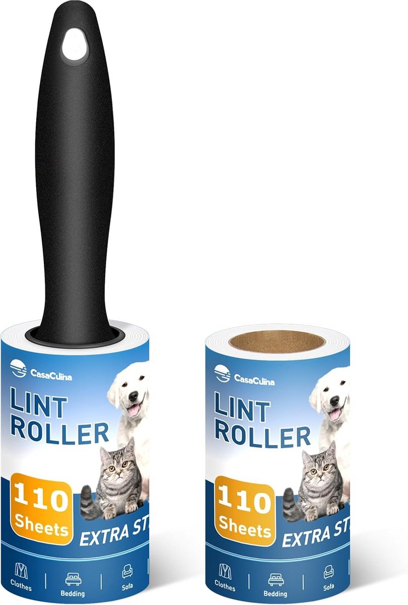 Extra Plakkerige Pluisroller voor Dierenhaar - 220 Vellen, 1 Handgreep met 2 Navullingen