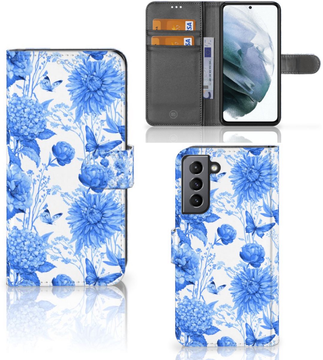 Hoesje voor Samsung Galaxy S21 FE Flowers Blue