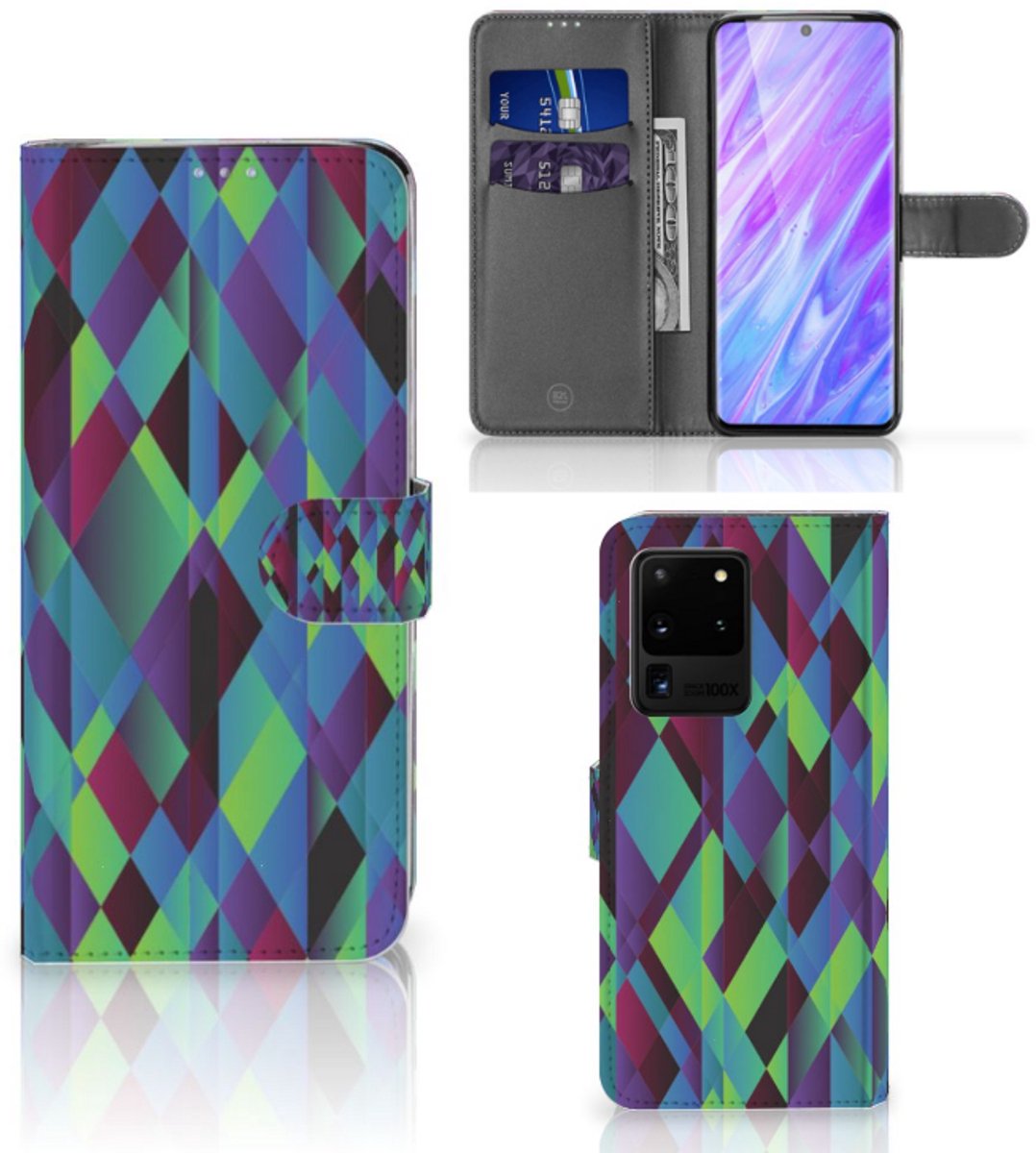 Samsung Galaxy S20 Ultra Book Case Abstract Green Blue