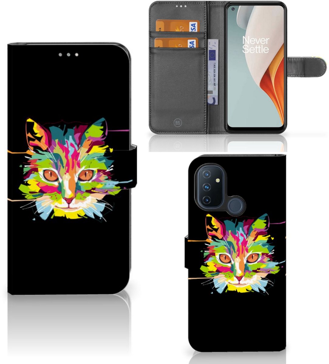 OnePlus Nord N100 Leuk Hoesje Cat Color