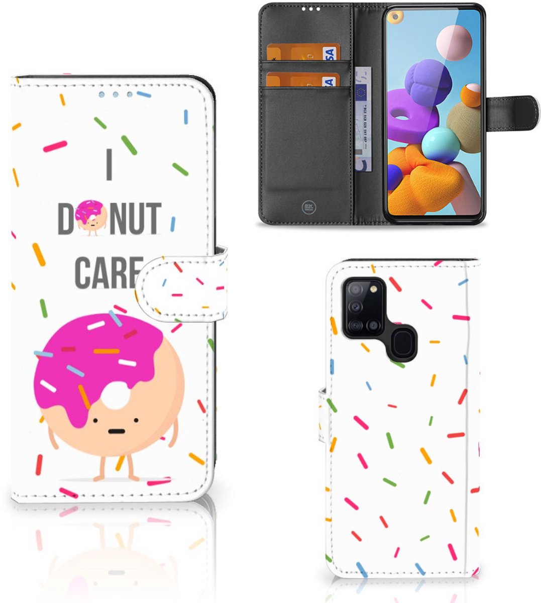Samsung Galaxy A21s Book Cover Donut Roze