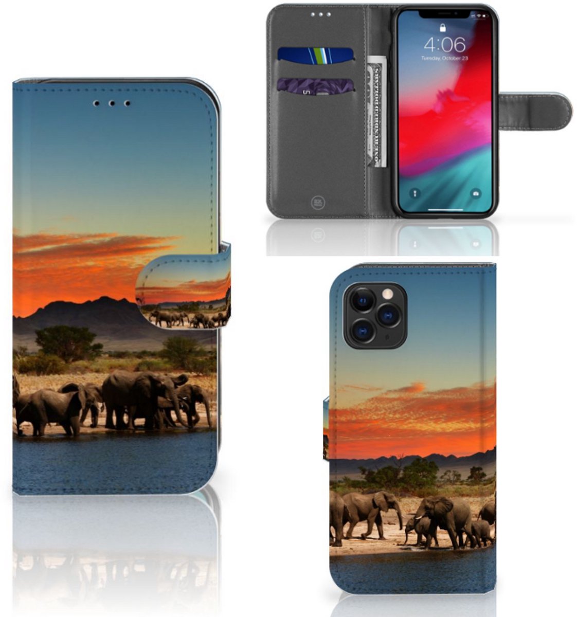 Apple iPhone 11 Pro Telefoonhoesje met Pasjes Olifanten