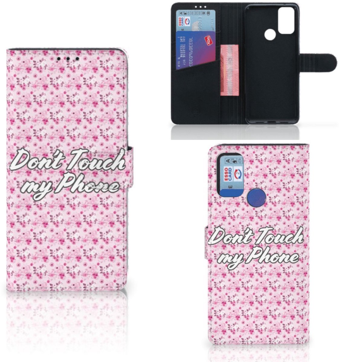 Alcatel 1S (2021) Portemonnee Hoesje Flowers Pink DTMP