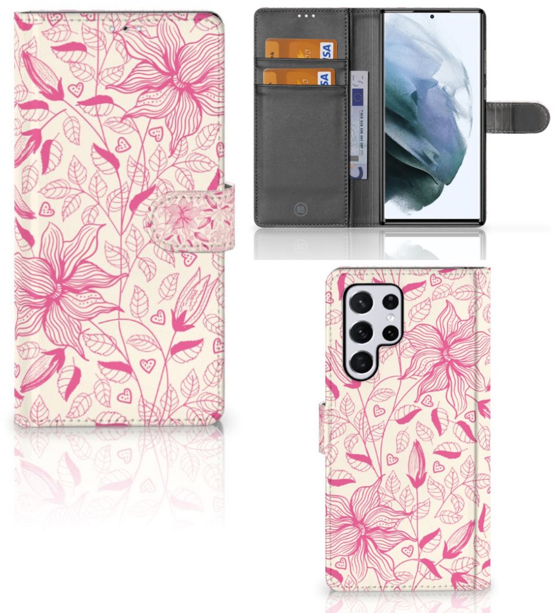 Samsung Galaxy S22 Ultra Hoesje Pink Flowers