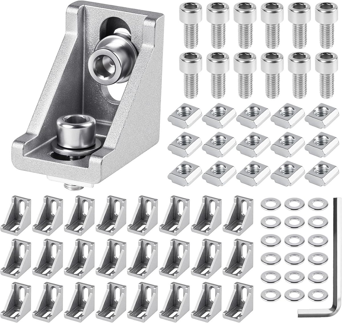 Aluminium profielen 20x20 cm, 24 stuks, hoekverbindingen en connectoren voor stabiele constructies