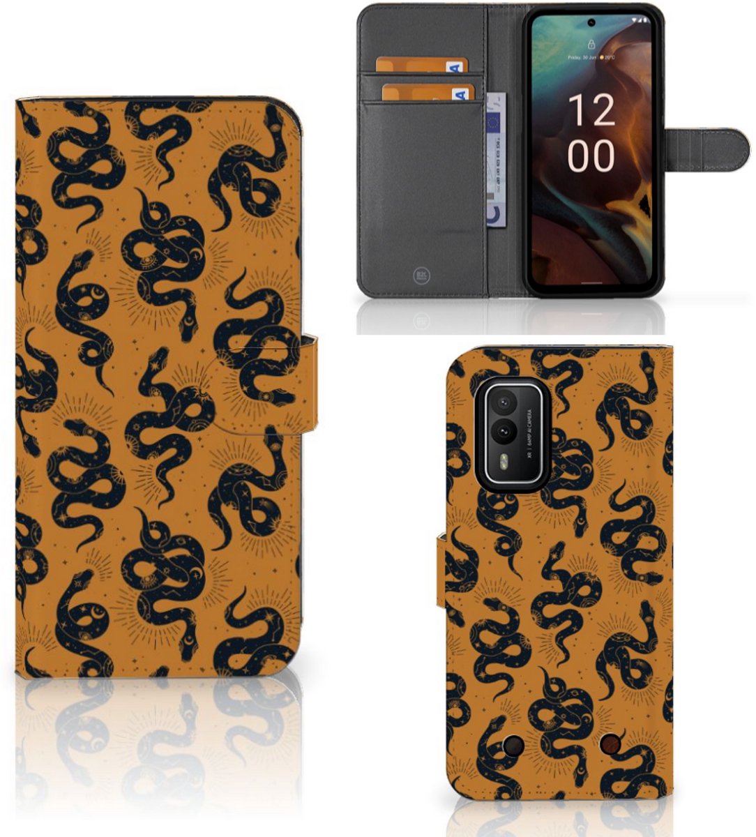Telefoonhoesje met Pasjes voor Nokia XR21 Snakes