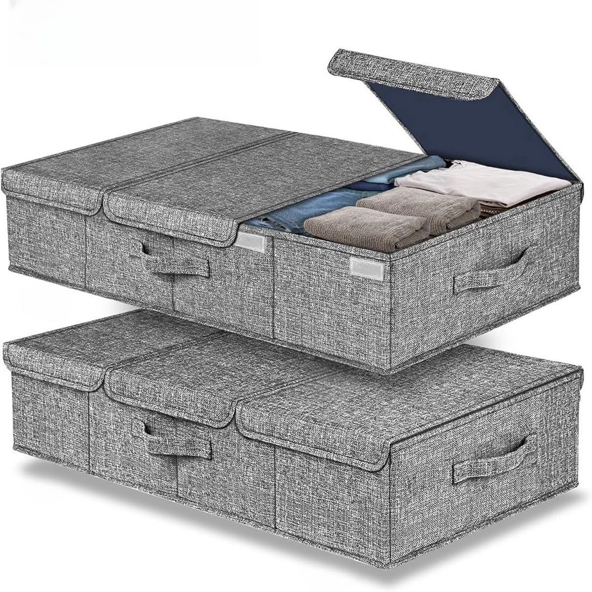 Onderbed Opbergdoos 2 Stuks - 45L Opvouwbare Kleding Organizer met Deksel