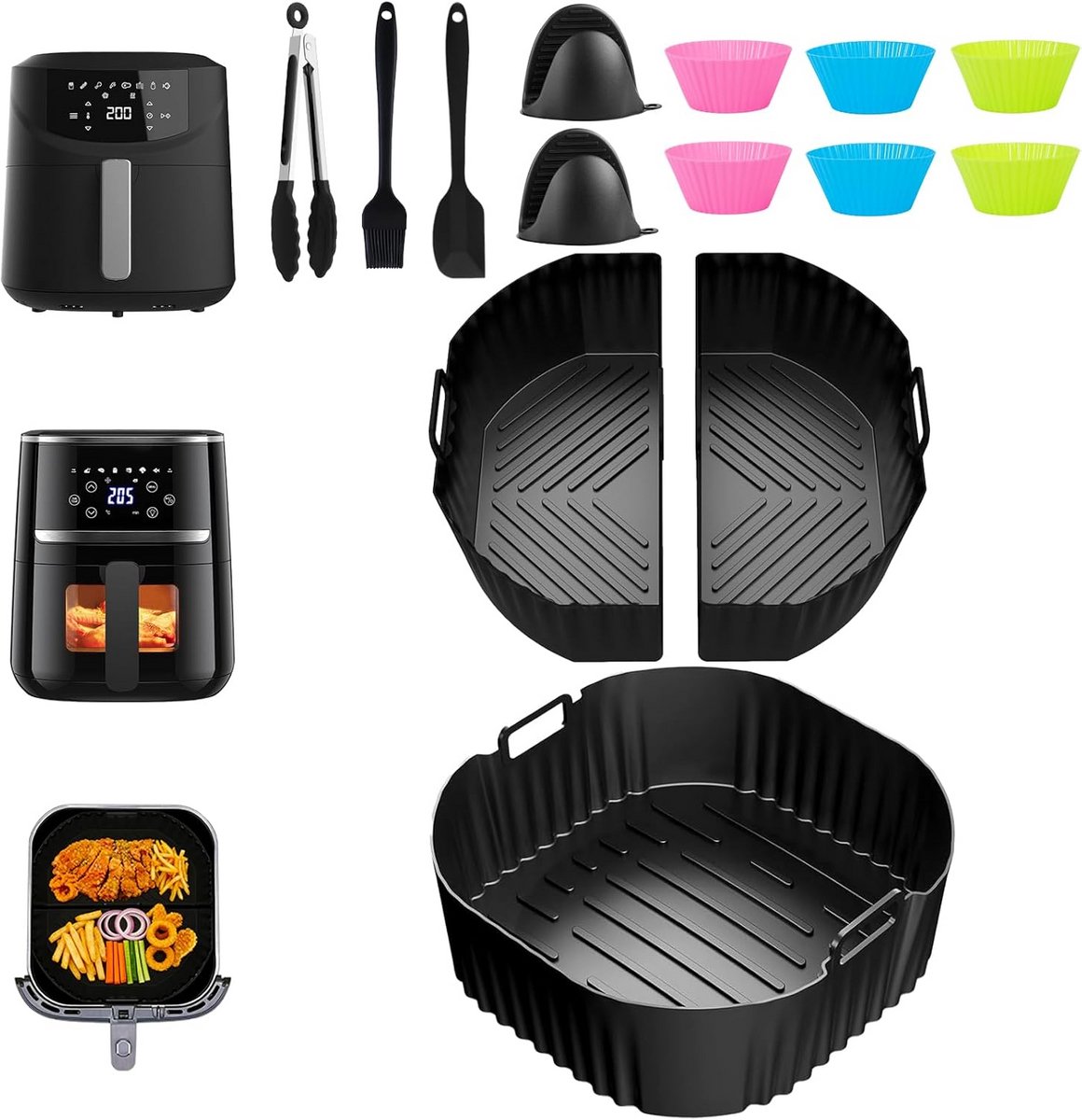 Herbruikbare Siliconen Vorm voor Heteluchtfriteuse en Airfryer Accessoires (6,2 L)