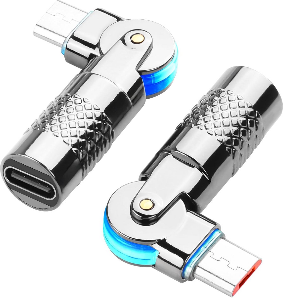 USB C naar Micro USB Adapter 180 Graden Draaibaar met LED Licht