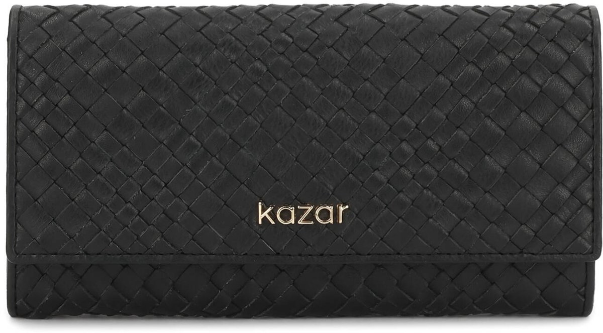 Black leather wallets with striking braid and logo