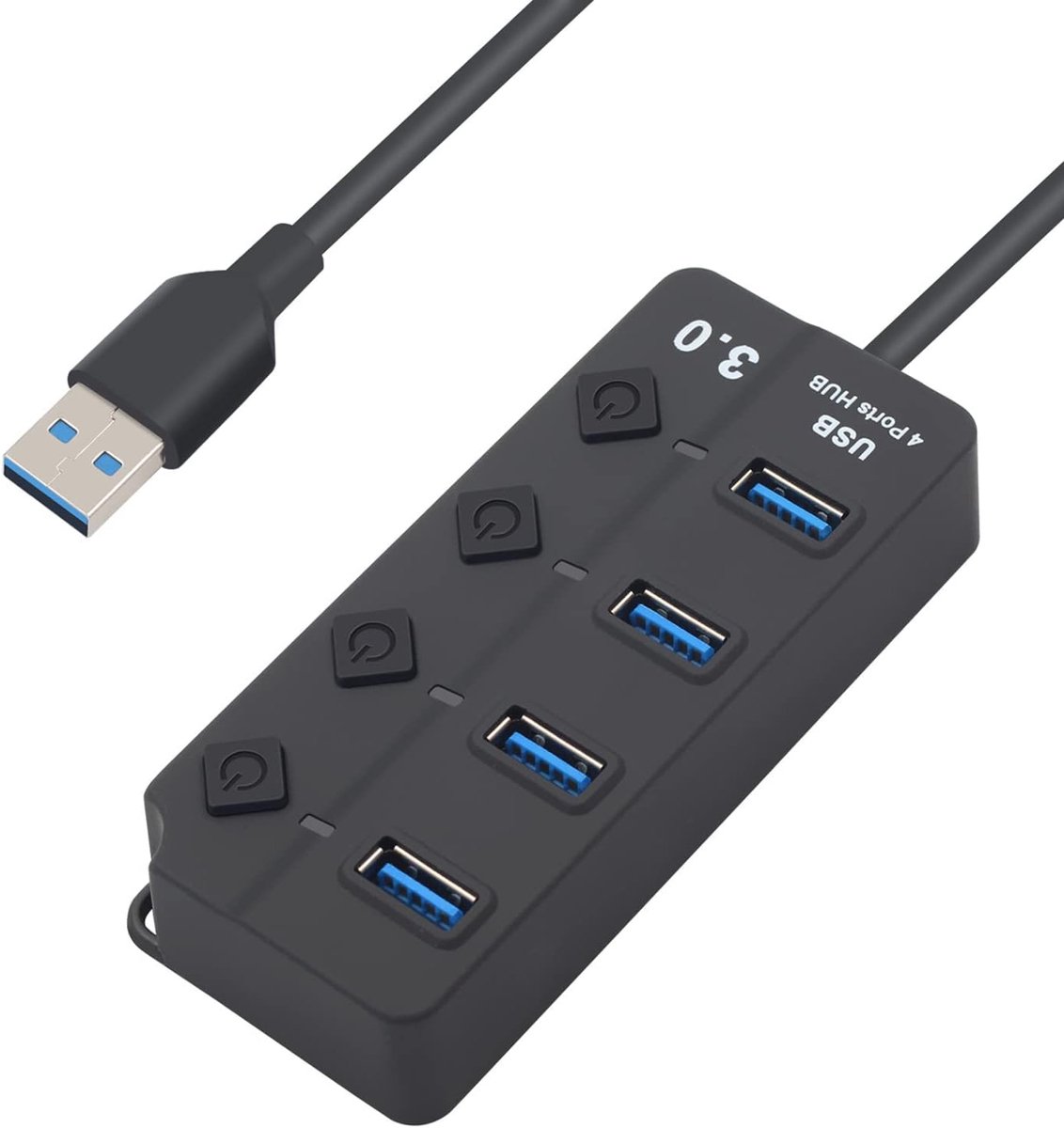4-poorts USB 3.0-hub - USB-adapter - USB-splitter - verlengkabel met afzonderlijke schakelaar - geschikt voor PS5 - PC - laptop - USB-stick - MacBook en andere apparaten.