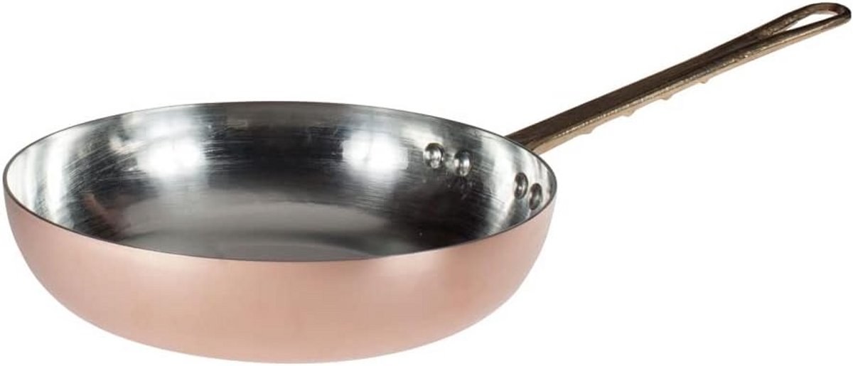 Handgemaakte Koperen Pannetje met Tinlaag en Handvat 20 cm