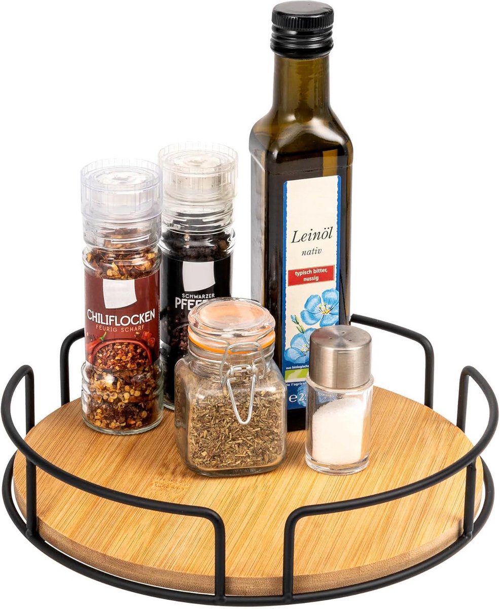 Draaibaar Plateau Kruidenrek Lazy Susan 25 cm Metaal Zwart