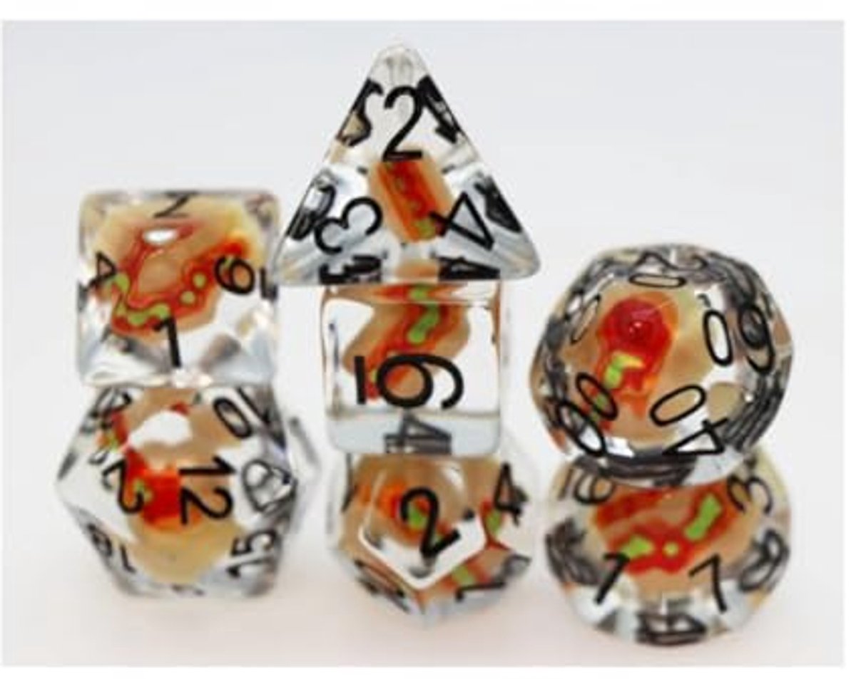 Foam Brain Games dobbelstenen Hot Dog RPG set multicolor.