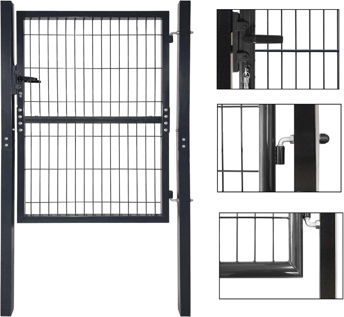 Tuinpoort Metaal - Hekpoort Tuindeur - Tuin Afsluiten - Verzinkt Staal - 150 x 100 cm - An