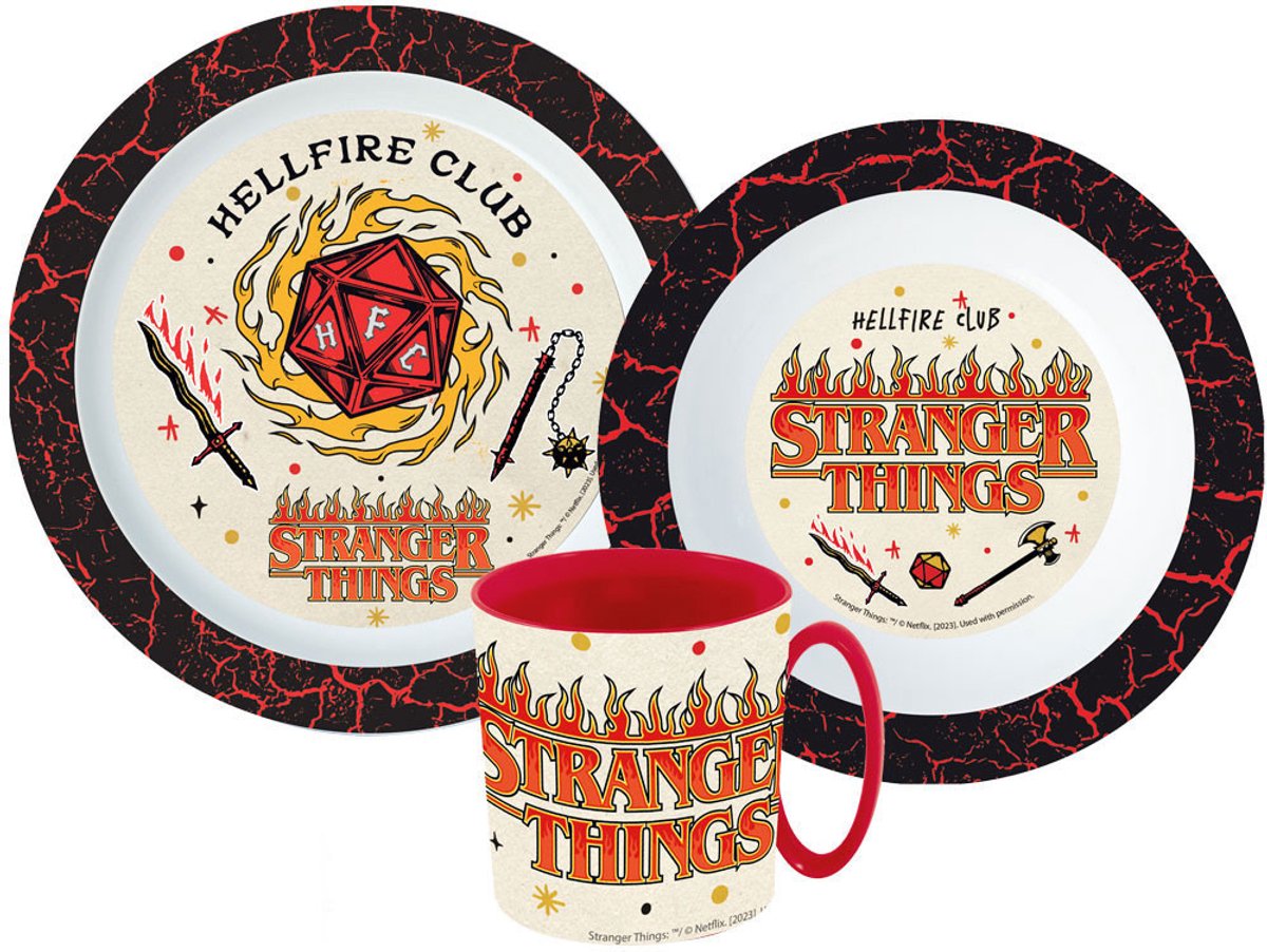 Stranger Things Upside Down dinerset, micro plastic set met mok 350 ml