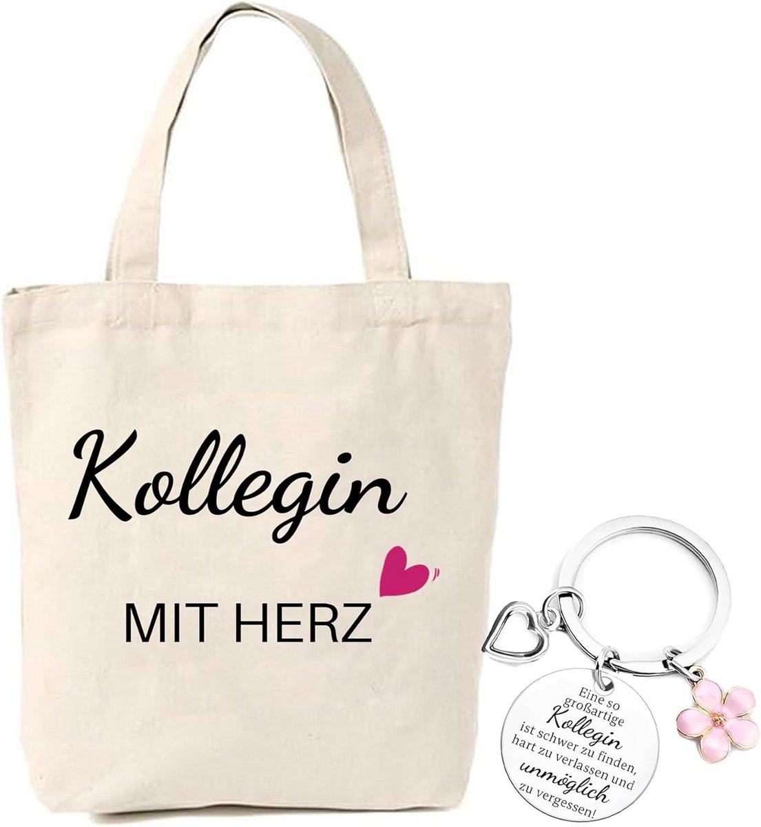 Stoffen Tas en Sleutelhanger voor Collega - Leuk Afscheidscadeau of Bedankje