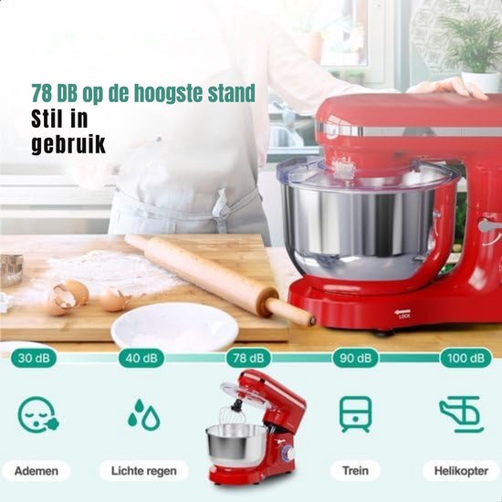MIRA® Mixer met mengkom - Mixer - Mixer met mengkom keukenmachine - Rood - ‎39cm x 24cm x 32cm van Mira — afbeelding 5