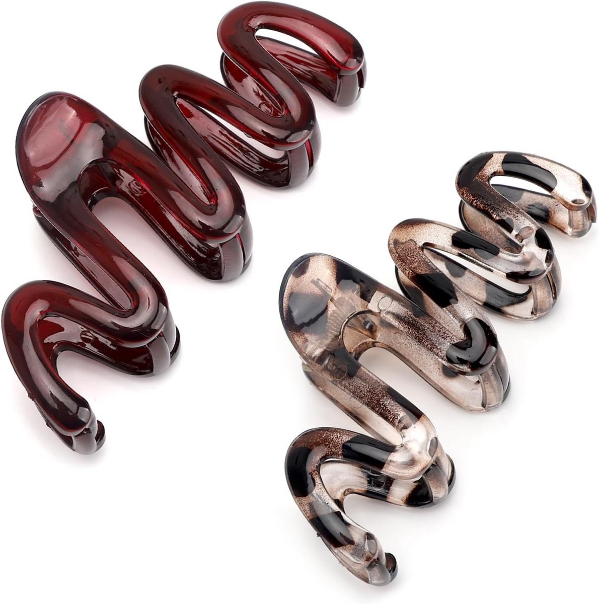 Set van 2 Grote Elegante Haarklemmen met Organisch Design in Cacaokleur