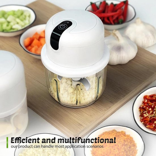 keukenhakselaar, 300 ml, met USB-aansluiting, multihakmolen, mini-uiensnijder, elektrische knoflookhakker voor groenten, fruit, uien — afbeelding 3