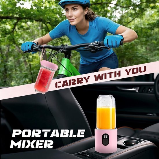Blender - Blender To Go - Smoothie Maker - Mini Blender Voor Onderweg - 500 Ml Usb-Persoonlijke Mixer - Digitaal Display - Deksel - Voor Smoothies, Shakes & Milkshakes - Ideaal Voor Op Reis Of In De Sportschool van Merkloos — afbeelding 3