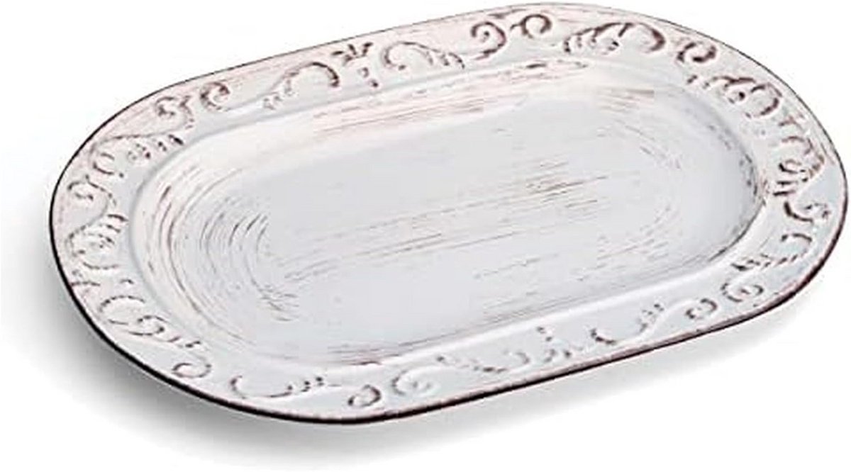 Ovale Serveerschaal 35 cm Steengoed Wit