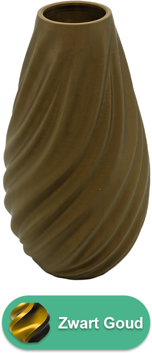 Lovora Lunaris moderne vaas – Decoratieve vaas - Zwart / Goud - 3d geprinte vaas – geschikt voor droogbloemen - 30CM
