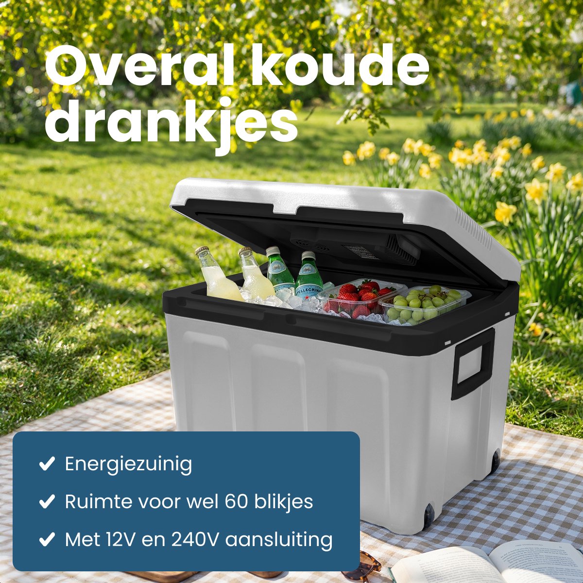 Auronic Koelbox Elektrisch 12V en 230 volt - 40L - Auto - Camping Koelkast - Koelen en Verwarmen - Frigobox - Lichtgrijs – foto 2