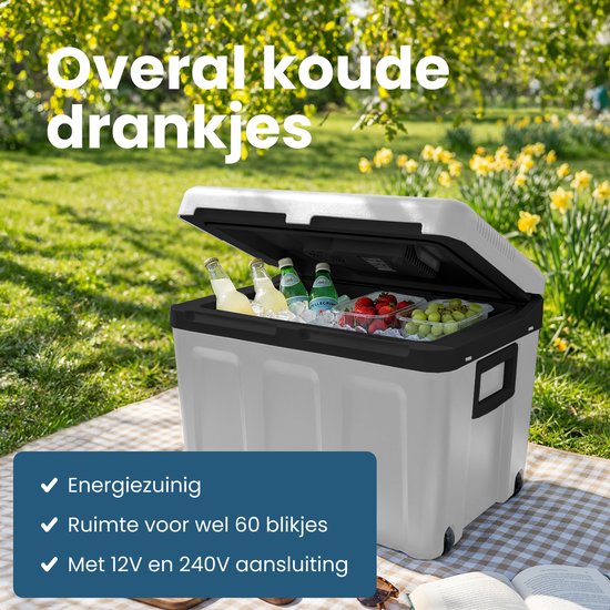 Auronic Koelbox Elektrisch 12V en 230 volt - Auto - Camping Koelkast - Koelen en Verwarmen - 40L - Frigobox - Lichtgrijs van Merkloos — afbeelding 2