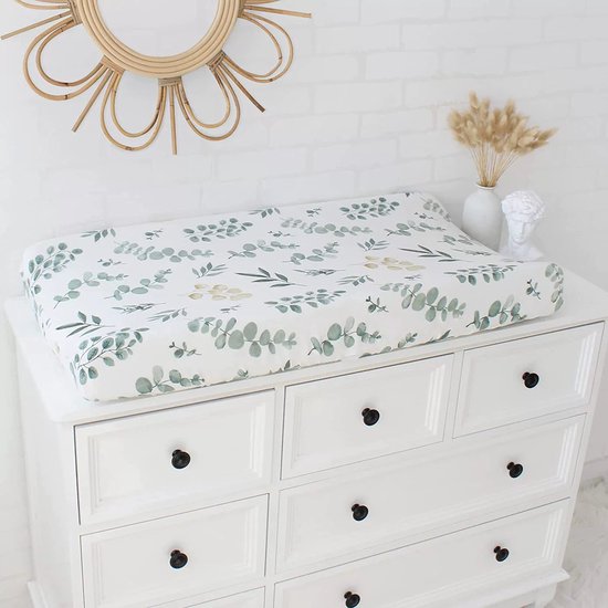 Baby Aankleedkussenhoes - 40x80 cm - Zacht en Ademend - Universele Baby Aankleedhoes voor Platte en Gebogen Matten - Zachte Rekbare Stof - Groen — afbeelding 5