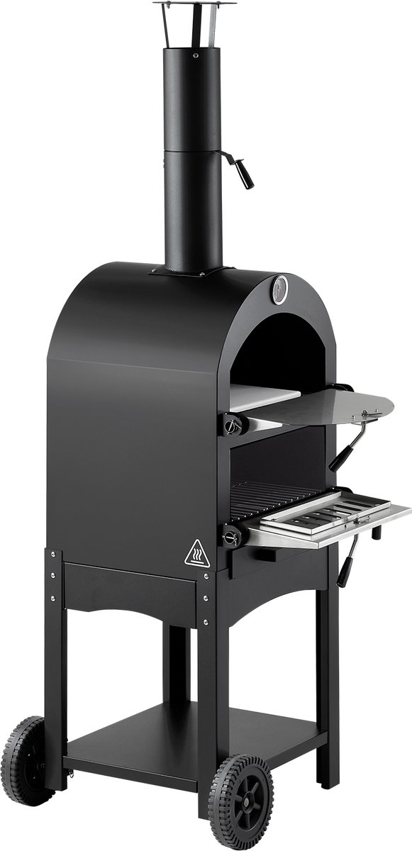 VEVOR Pizzaoven 12 Inch Pelletoven, 2-Laags Houtgestookte Pizzaoven, Houtgestookte Buitenoven met 2 Afneembare Wielen, Pizzamaker met Een Maximale Temperatuur van 540 °C voor Grillen – foto 3