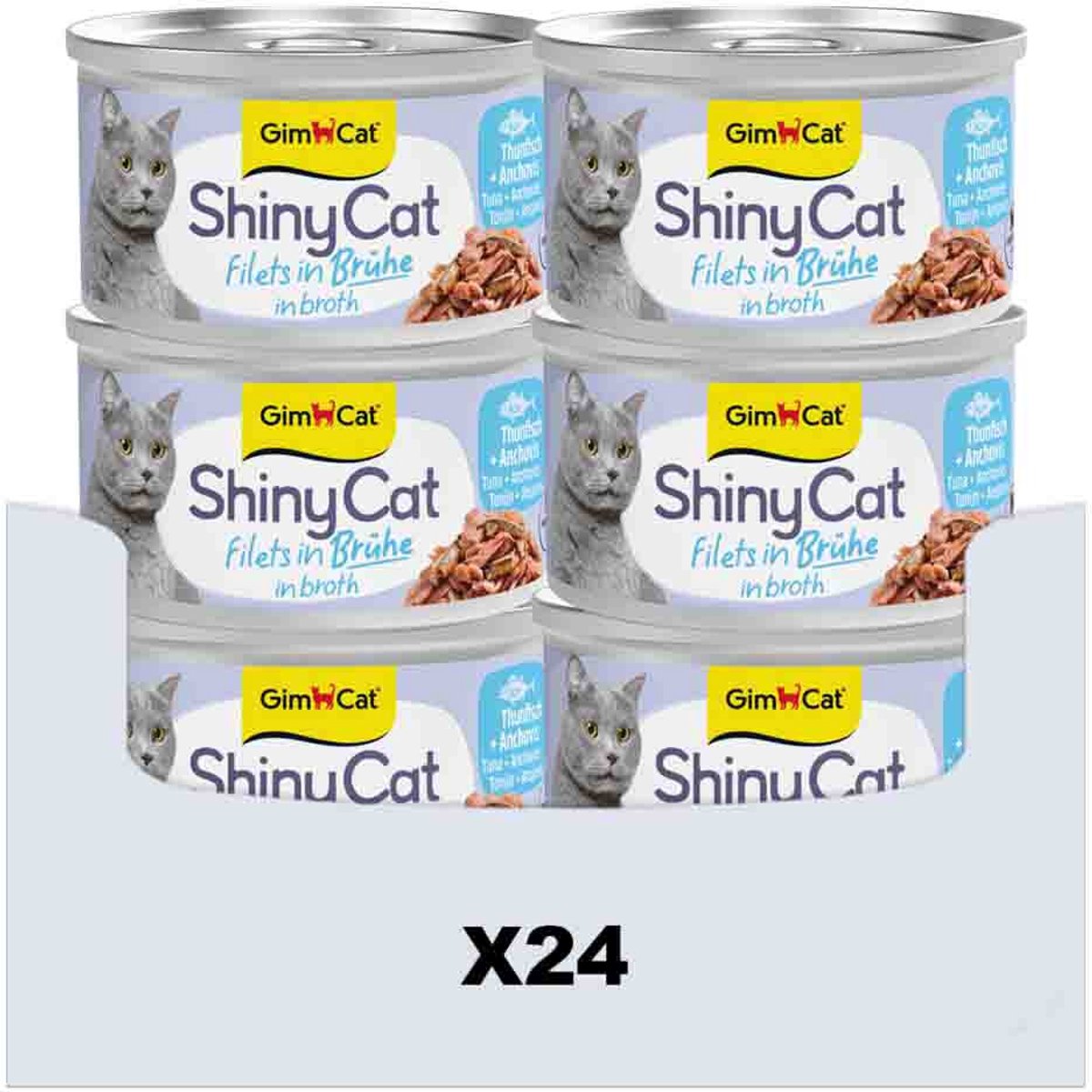 GimCat 70 g - GimCat ShinyCat Filets in broth tonijn + ansjovis