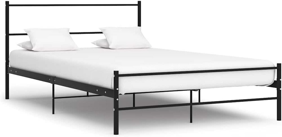 Stalen Bedframe 140x200 cm Zwart Robuust Slaapmeubel