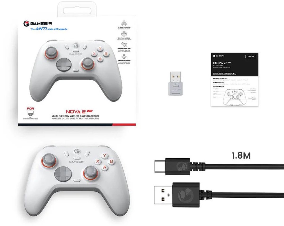 GameSir Nova 2 Lite - Draadloze Controller - Voor Switch/Switch 2/PC/Mobile - Luminous White thumbnail 8