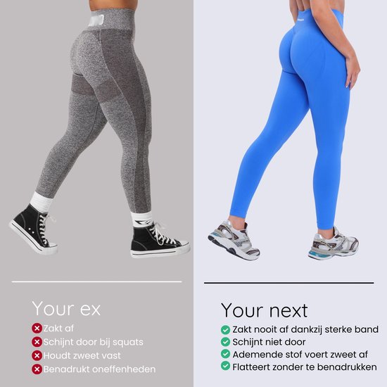 Euphoria High Waist Sportlegging Dames - Sportkleding Dames - High Waist - Sportbroek Dames - Yoga Broek Dames - Blauw - Maat S — afbeelding 5