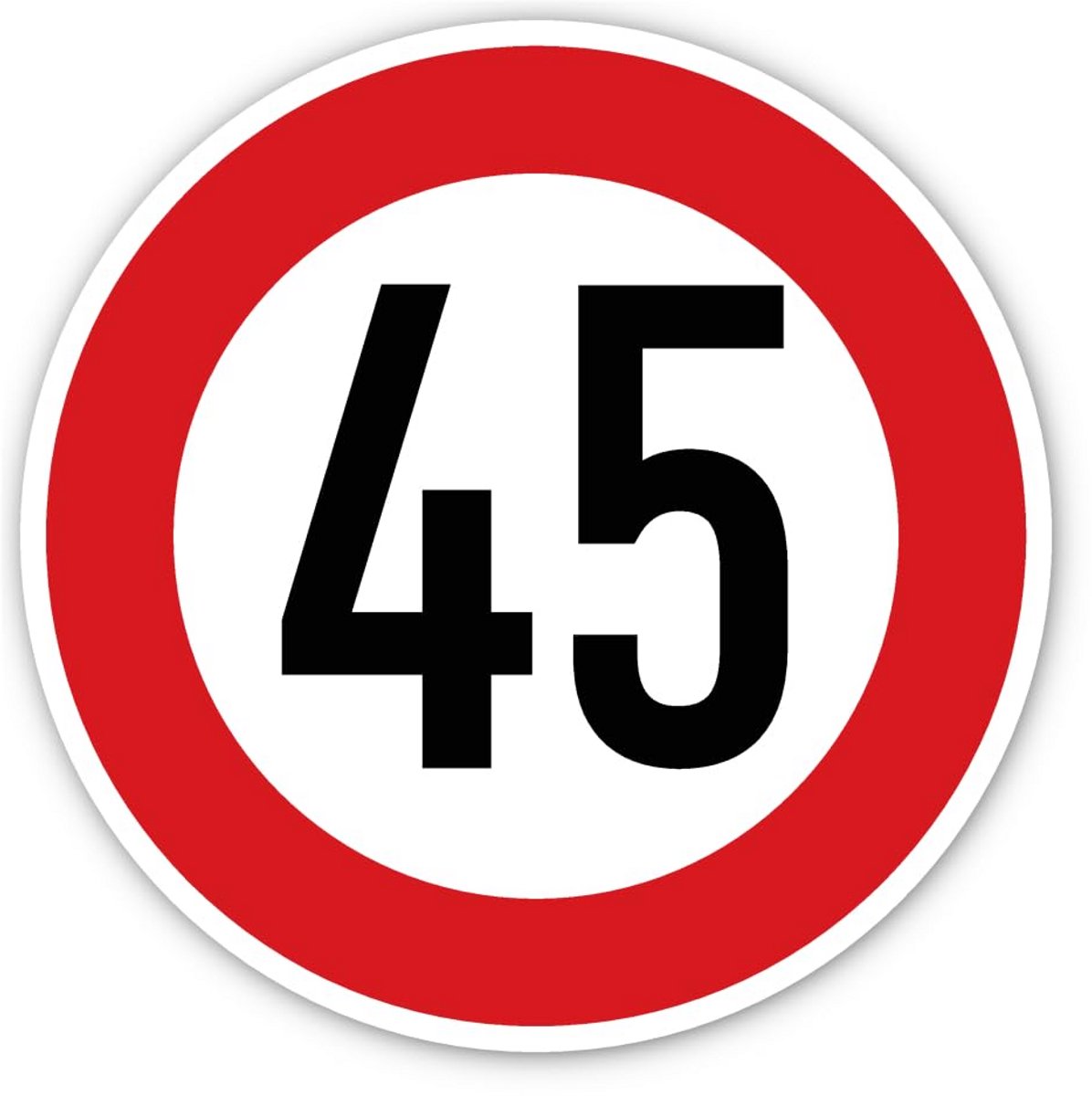 Verkeersbord Sticker 45 km/u Rood Wit Rond Diameter 75 mm 4 Stuks