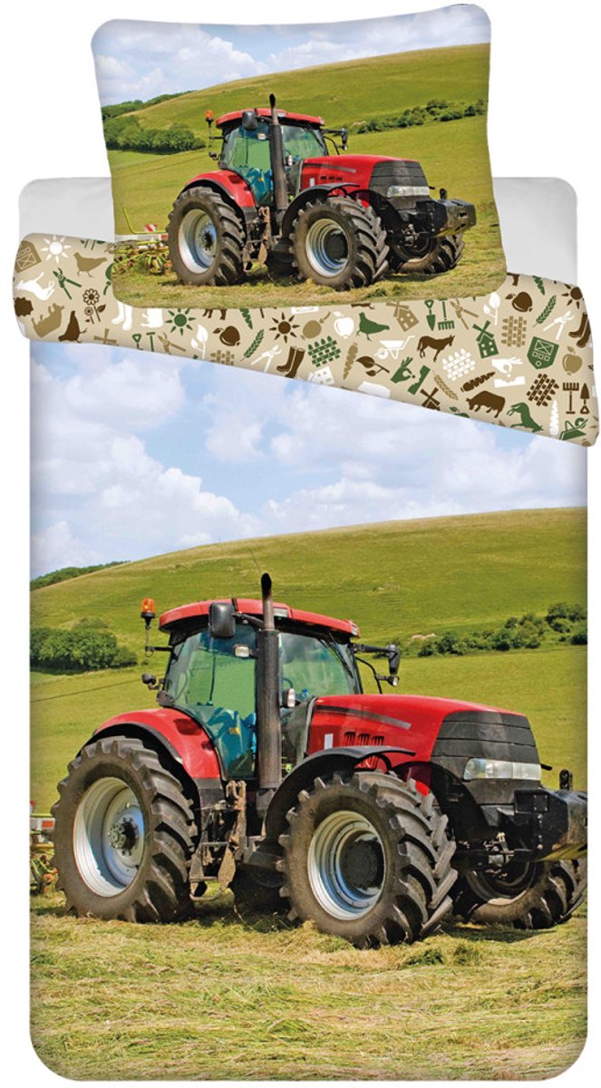 Tractor - Dekbedovertrek - Eenpersoons - 140×200 cm, Kussensloop groot 70×90 cm - Katoen.
