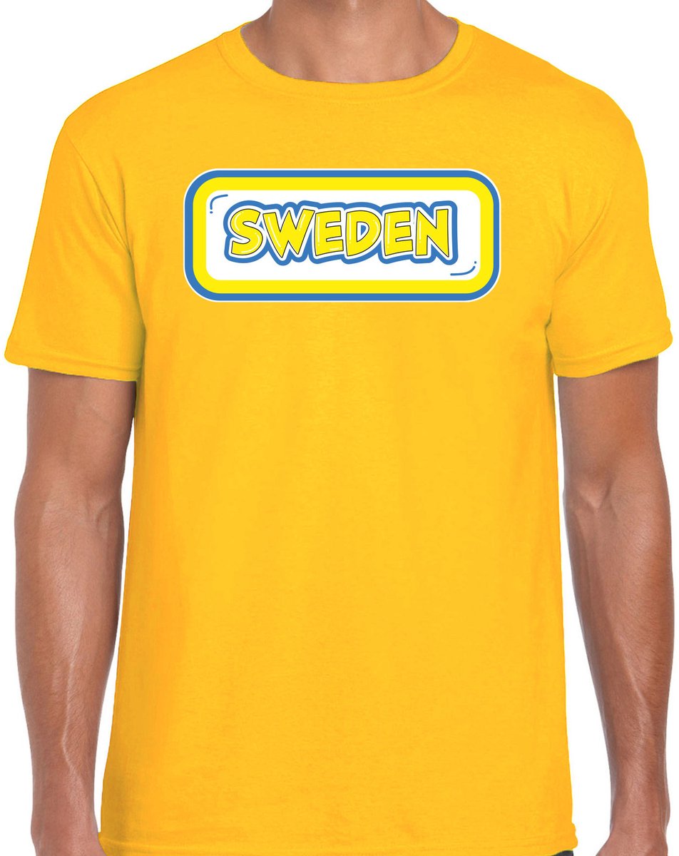 Bellatio Decorations Verkleed T-shirt voor heren - Zweden - geel - voetbal supporter - themafeest XL