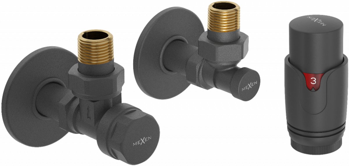 Mexen G00 hoek thermostaatset met afdekplaat R, antraciet - W901-900-904-66