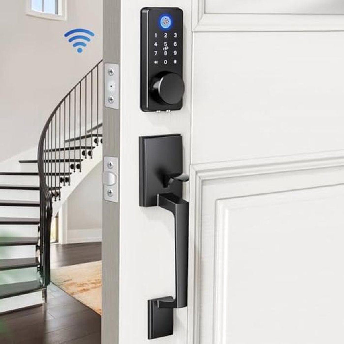 WiFi Voordeur slot Set - Vingerafdruk Smart Lock Handvat Keyless Entry APP Smart Control met Automatisch Slot en Elektronisch Toetsenbord voor Huis en Appartement