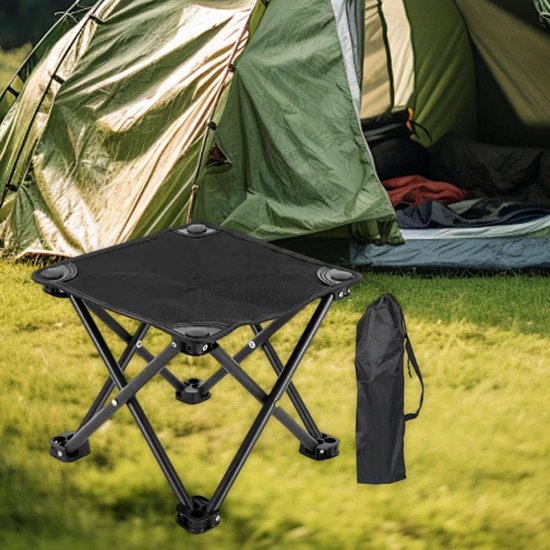 Opvouwbare Camping Kruk - Multifunctioneel als Voetenbank en Stoel - Draagbaar voor Park, Strand en Reizen - Zwart - 1 Stuk van Merkloos — afbeelding 5