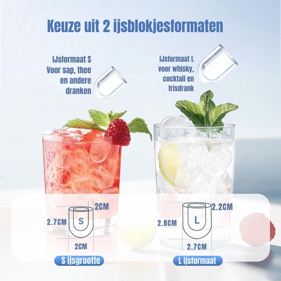 Aura® ljsblokjesmachine - Zelfreinigende Ijsblokjesmaker - Ijsblokmaker - Zwart - 23cm x 29cm x 30cm van Aura — afbeelding 5