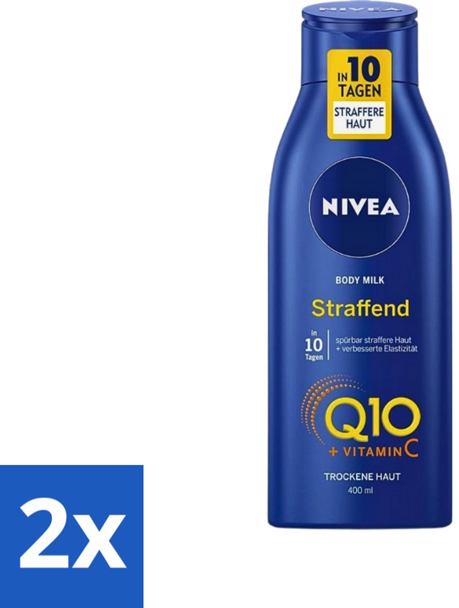 2 x Nivea - Q10 Energy+ Body Milk - Huid Versterkende - 400 ml - Huidversterkend - Huidelasticiteit - Co-enzym Q10 - Vitamine C - Hydratatie